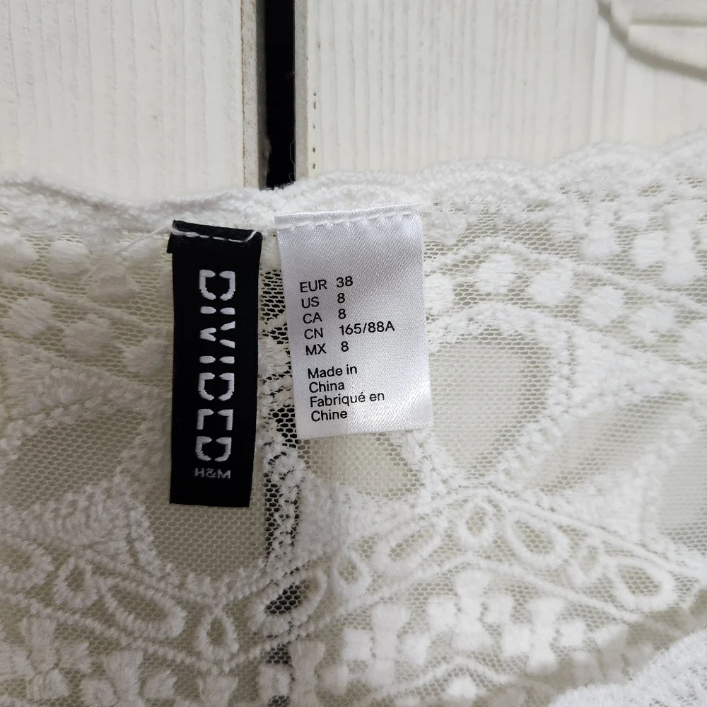 Divided Ivory Lace Women's Blouse - Picture 6 of 10